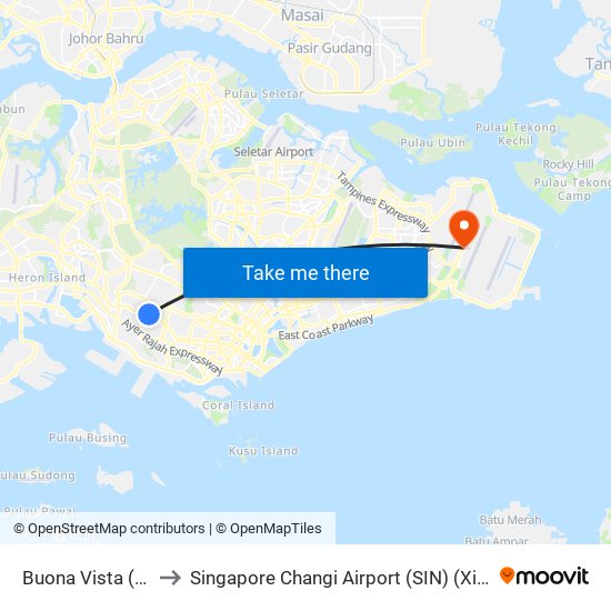 Buona Vista (CC22|EW21) to Singapore Changi Airport (SIN) (Xin Jia Po Zhang Yi Ji Chang) map