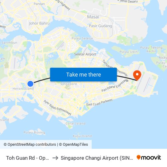 Toh Guan Rd - Opp Blk 288d (28631) to Singapore Changi Airport (SIN) (Xin Jia Po Zhang Yi Ji Chang) map