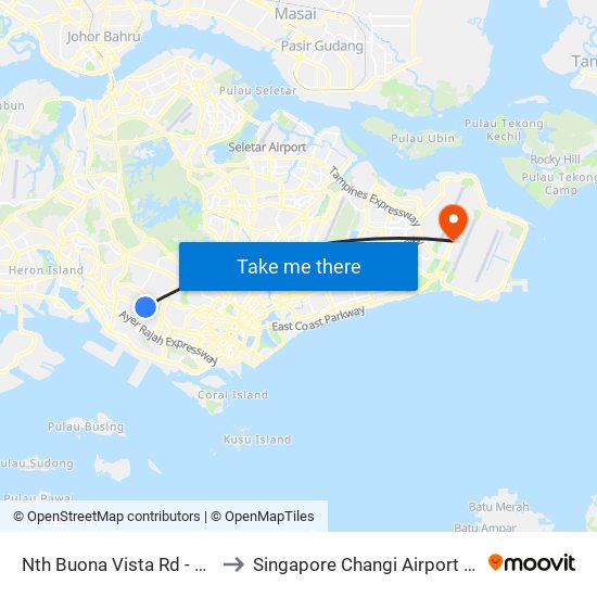 Nth Buona Vista Rd - Buona Vista Stn Exit D (11369) to Singapore Changi Airport (SIN) (Xin Jia Po Zhang Yi Ji Chang) map