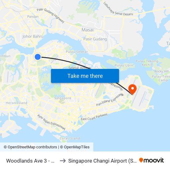 Woodlands Ave 3 - Opp Marsiling Stn (46529) to Singapore Changi Airport (SIN) (Xin Jia Po Zhang Yi Ji Chang) map