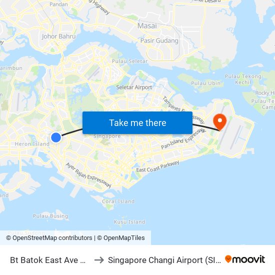 Bt Batok East Ave 3 - Burgundy Hill (42319) to Singapore Changi Airport (SIN) (Xin Jia Po Zhang Yi Ji Chang) map