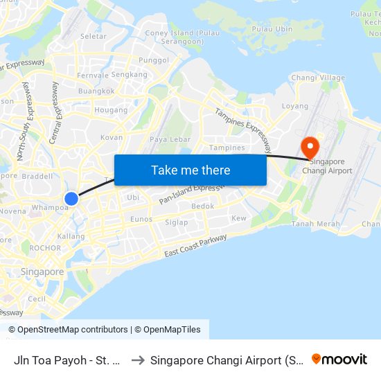 Jln Toa Payoh - St. Andrew's Village (60081) to Singapore Changi Airport (SIN) (Xin Jia Po Zhang Yi Ji Chang) map