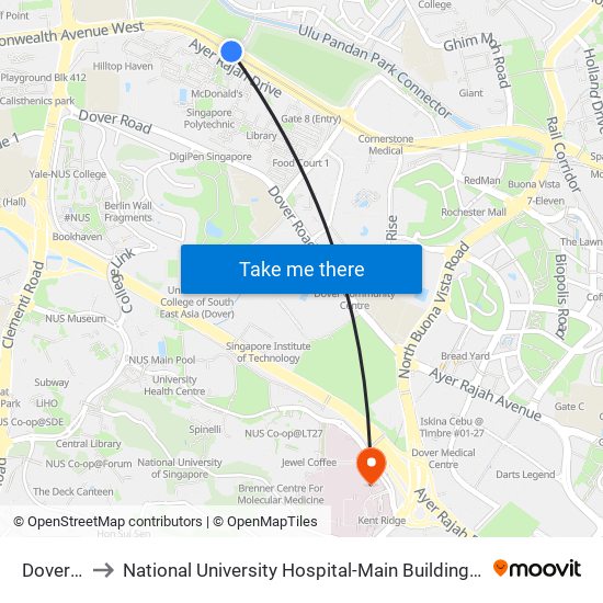Dover (EW22) to National University Hospital-Main Building Lobby B (NUH-Main Building Lobby B) map