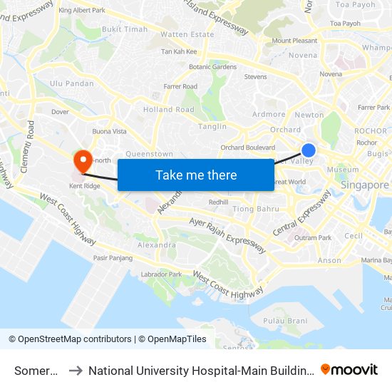 Somerset (NS23) to National University Hospital-Main Building Lobby B (NUH-Main Building Lobby B) map