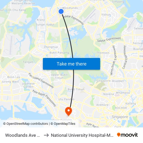 Woodlands Ave 3 - Opp Marsiling Stn (46529) to National University Hospital-Main Building Lobby B (NUH-Main Building Lobby B) map