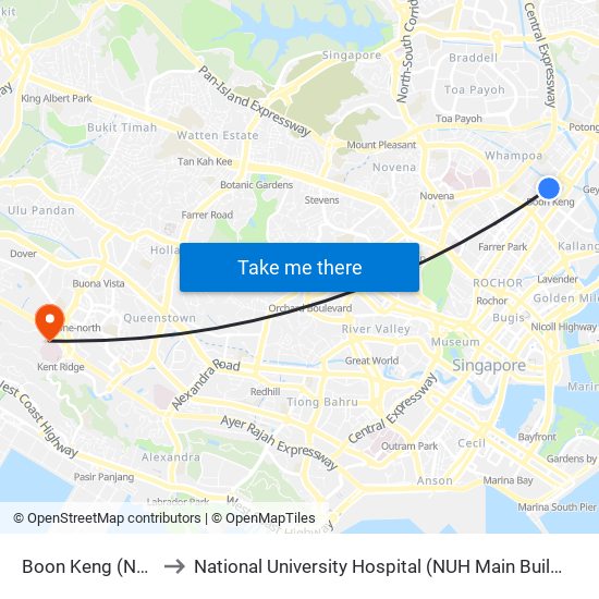 Boon Keng (NE9) to National University Hospital (NUH Main Building) map