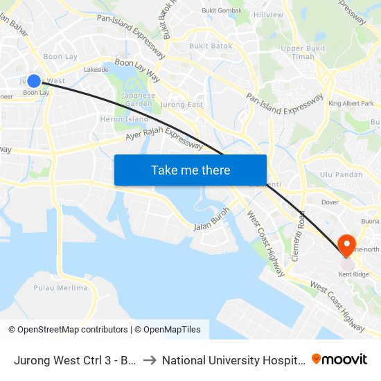 Jurong West Ctrl 3 - Boon Lay Int (22009) to National University Hospital (NUH Main Building) map