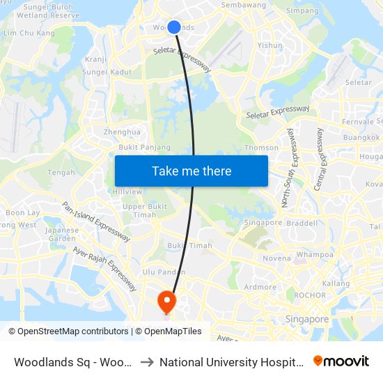Woodlands Sq - Woodlands Int (46009) to National University Hospital (NUH Main Building) map