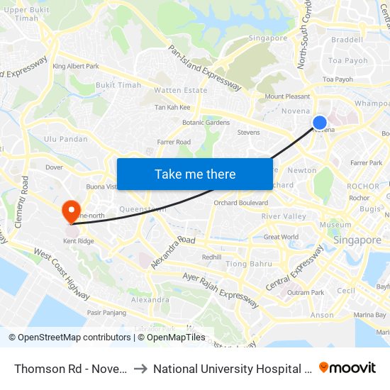 Thomson Rd - Novena Stn (50038) to National University Hospital (NUH Main Building) map