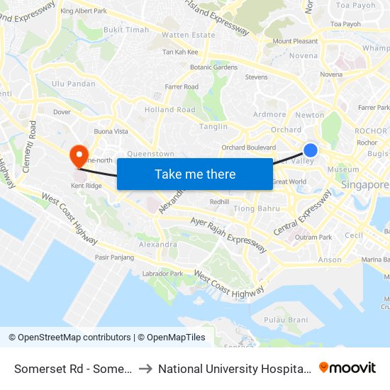 Somerset Rd - Somerset Stn (08121) to National University Hospital (NUH Main Building) map