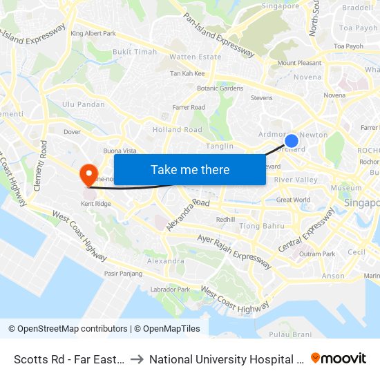 Scotts Rd - Far East Plaza (09219) to National University Hospital (NUH Main Building) map