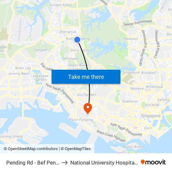 Pending Rd - Bef Pending Stn (44229) to National University Hospital (NUH Main Building) map