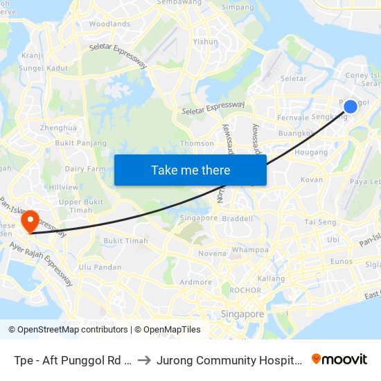 Tpe -  Aft Punggol Rd (65199) to Jurong Community Hospital-Tower C map