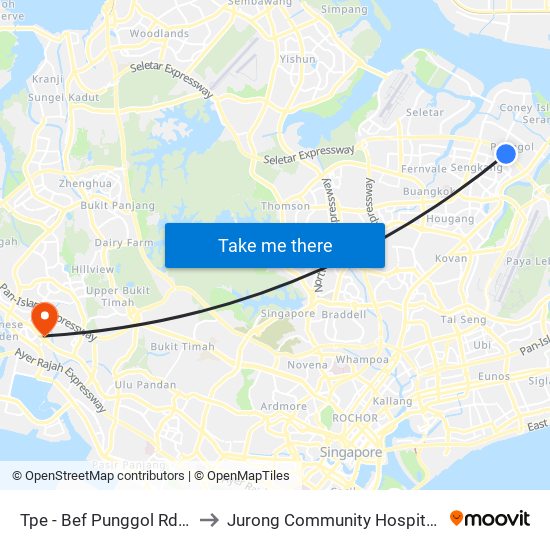 Tpe -  Bef Punggol Rd (65191) to Jurong Community Hospital-Tower C map