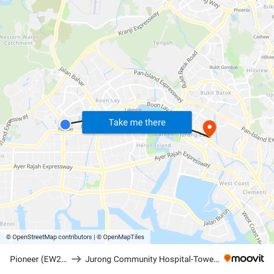 Pioneer (EW28) to Jurong Community Hospital-Tower C map