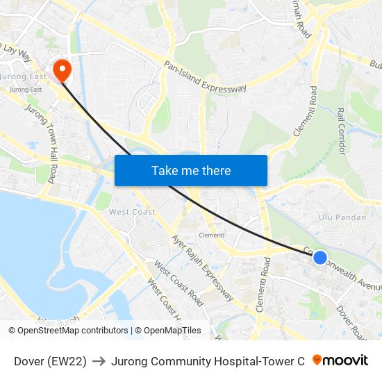 Dover (EW22) to Jurong Community Hospital-Tower C map