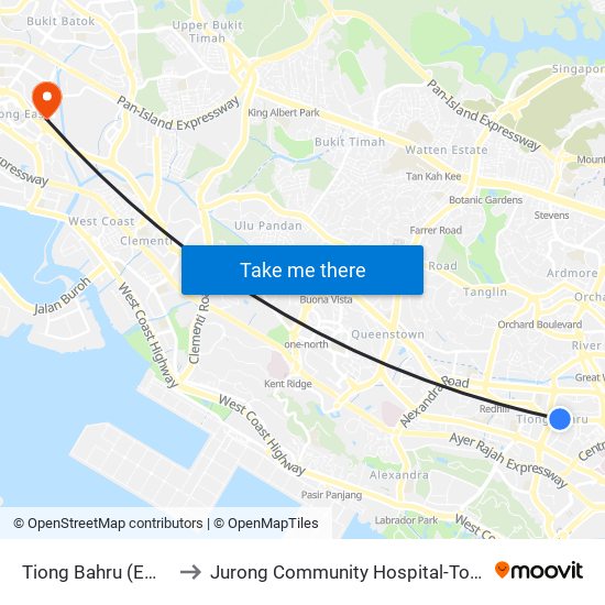 Tiong Bahru (EW17) to Jurong Community Hospital-Tower C map