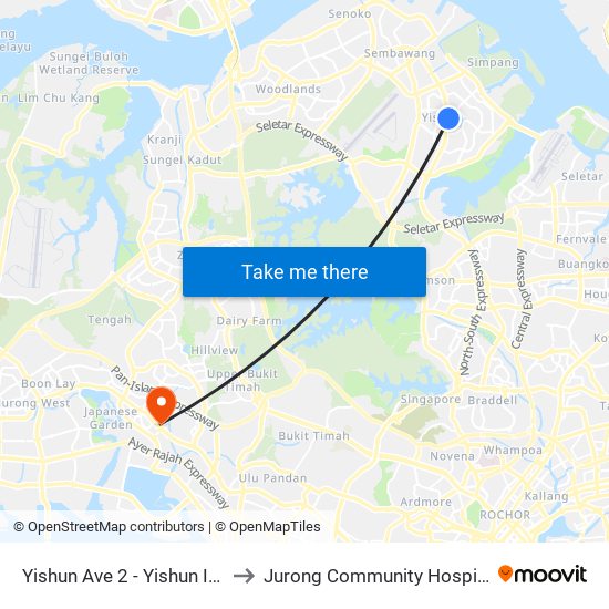 Yishun Ave 2 - Yishun Int (59009) to Jurong Community Hospital-Tower C map