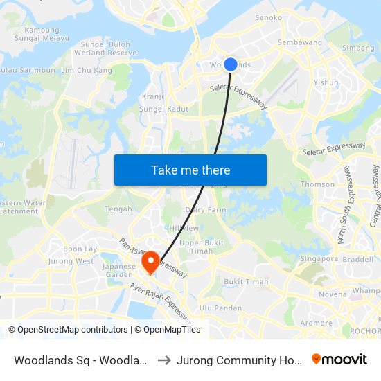 Woodlands Sq - Woodlands Int (46009) to Jurong Community Hospital-Tower C map