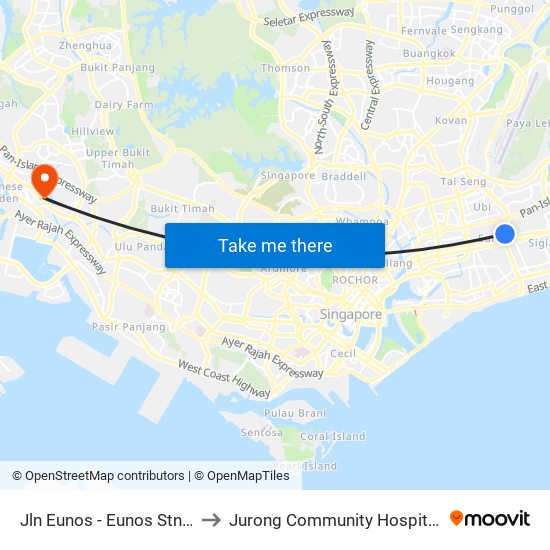 Jln Eunos - Eunos Stn (83101) to Jurong Community Hospital-Tower C map