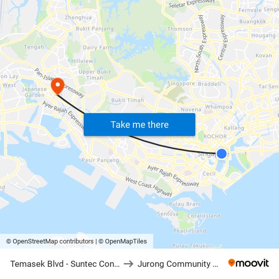 Temasek Blvd - Suntec Convention Ctr (02151) to Jurong Community Hospital-Tower C map