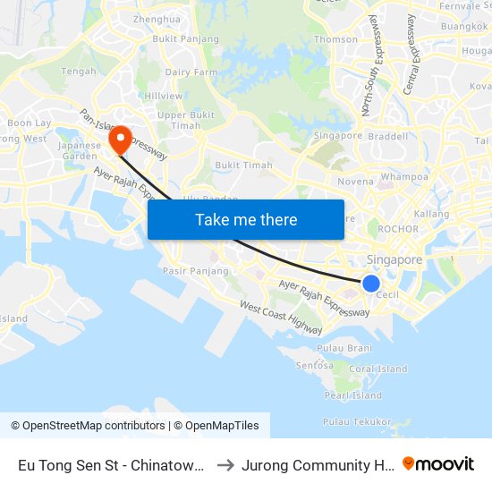 Eu Tong Sen St - Chinatown Stn Exit C (05013) to Jurong Community Hospital-Tower C map