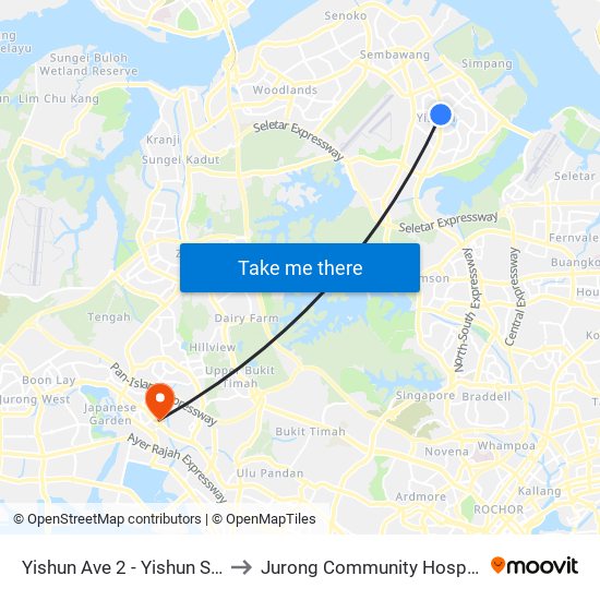 Yishun Ave 2 - Yishun Stn (59079) to Jurong Community Hospital-Tower C map