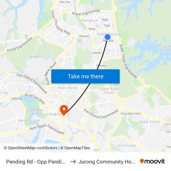 Pending Rd - Opp Pending Stn (44221) to Jurong Community Hospital-Tower C map