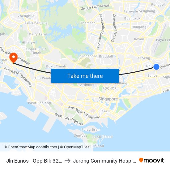 Jln Eunos - Opp Blk 322 (72019) to Jurong Community Hospital-Tower C map