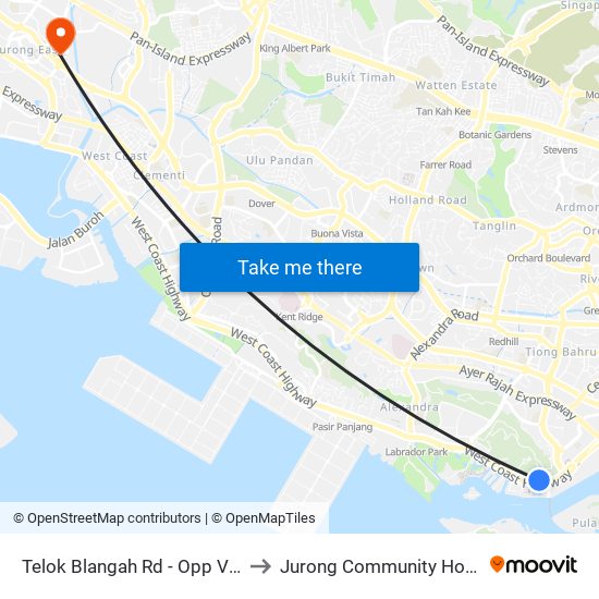 Telok Blangah Rd - Opp Vivocity (14119) to Jurong Community Hospital-Tower C map