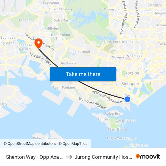 Shenton Way - Opp Axa Twr (03217) to Jurong Community Hospital-Tower C map