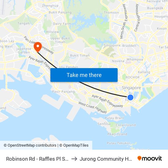 Robinson Rd - Raffles Pl Stn Exit F (03031) to Jurong Community Hospital-Tower C map