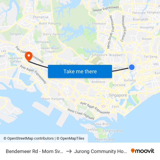 Bendemeer Rd - Mom Svcs Ctr (60179) to Jurong Community Hospital-Tower C map