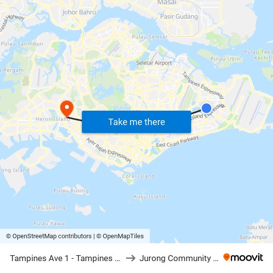 Tampines Ave 1 - Tampines West Stn Exit B (75051) to Jurong Community Hospital-Tower C map