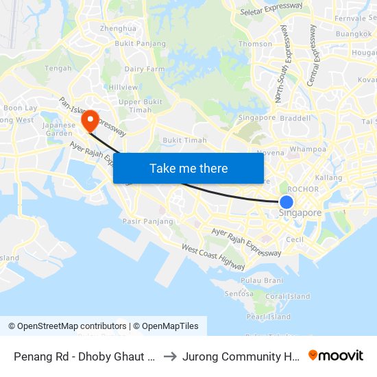 Penang Rd - Dhoby Ghaut Stn Exit B (08031) to Jurong Community Hospital-Tower C map