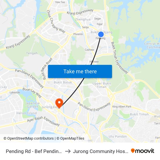 Pending Rd - Bef Pending Stn (44229) to Jurong Community Hospital-Tower C map