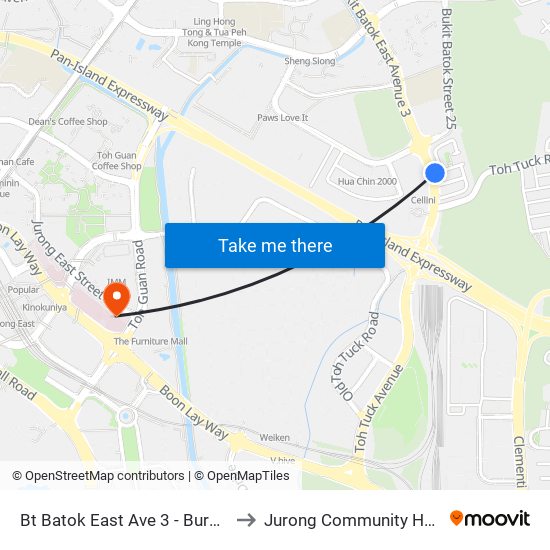 Bt Batok East Ave 3 - Burgundy Hill (42319) to Jurong Community Hospital-Tower C map