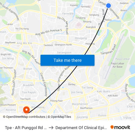 Tpe -  Aft Punggol Rd (65199) to Department Of Clinical Epidemiology map
