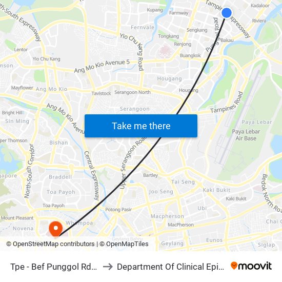 Tpe -  Bef Punggol Rd (65191) to Department Of Clinical Epidemiology map