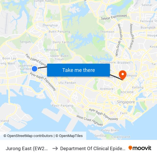 Jurong East (EW24|NS1) to Department Of Clinical Epidemiology map