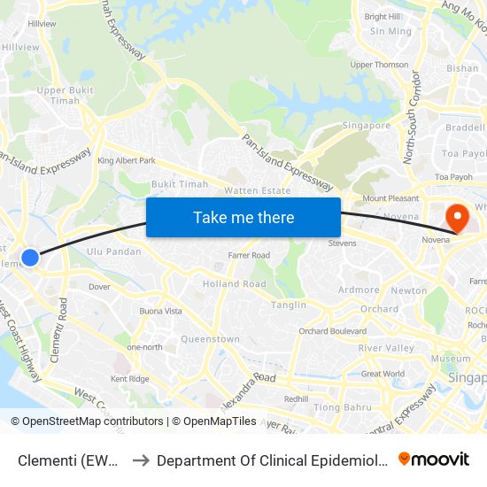 Clementi (EW23) to Department Of Clinical Epidemiology map