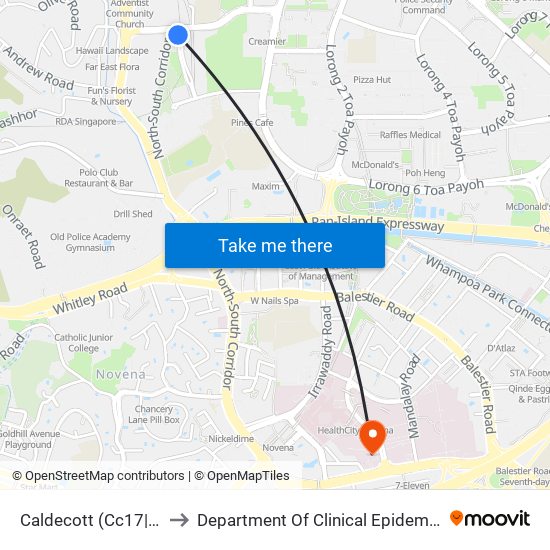 Caldecott (Cc17|Te9) to Department Of Clinical Epidemiology map