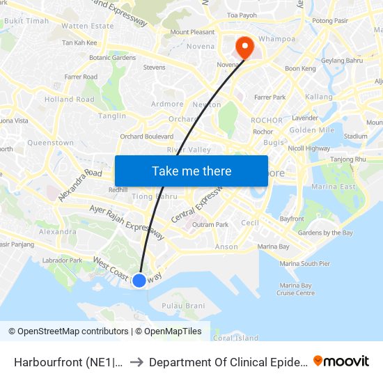 Harbourfront (NE1|CC29) to Department Of Clinical Epidemiology map