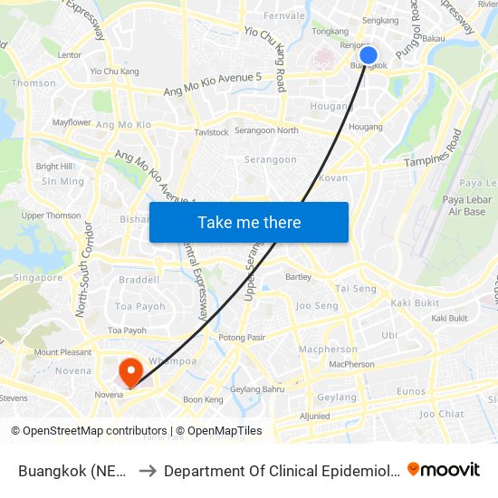 Buangkok (NE15) to Department Of Clinical Epidemiology map