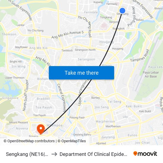 Sengkang (NE16|STC) to Department Of Clinical Epidemiology map