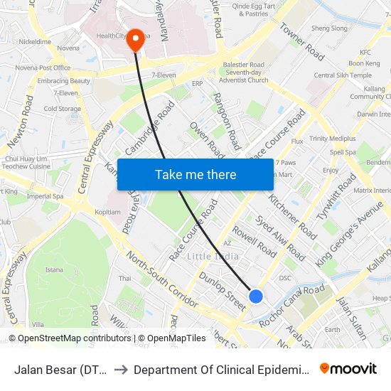 Jalan Besar (DT22) to Department Of Clinical Epidemiology map