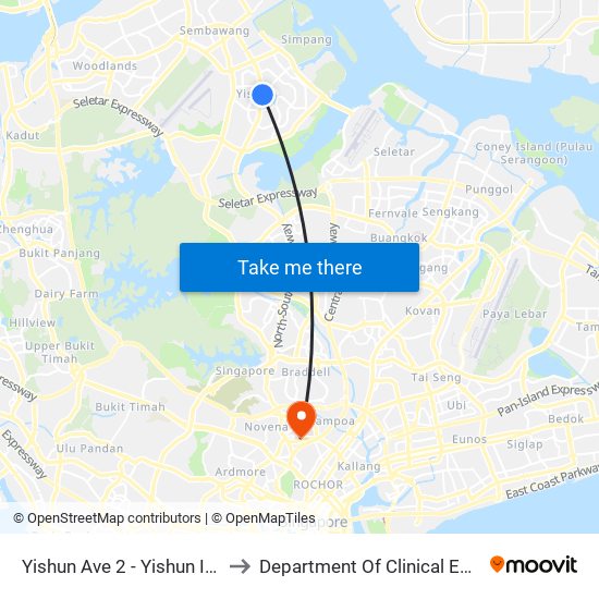 Yishun Ave 2 - Yishun Int (59009) to Department Of Clinical Epidemiology map