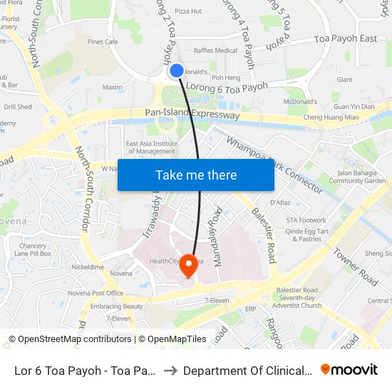 Lor 6 Toa Payoh - Toa Payoh Int (52009) to Department Of Clinical Epidemiology map