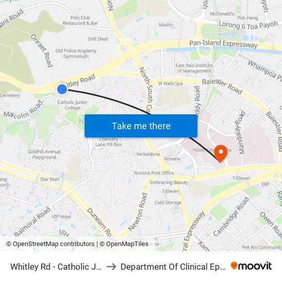 Whitley Rd - Catholic Jc (51099) to Department Of Clinical Epidemiology map