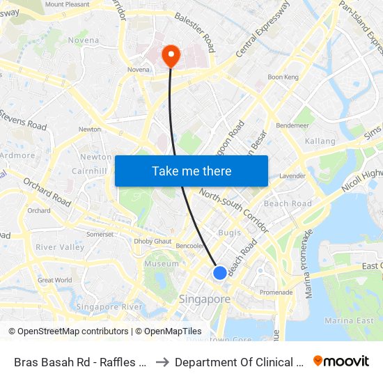 Bras Basah Rd - Raffles Hotel (02049) to Department Of Clinical Epidemiology map